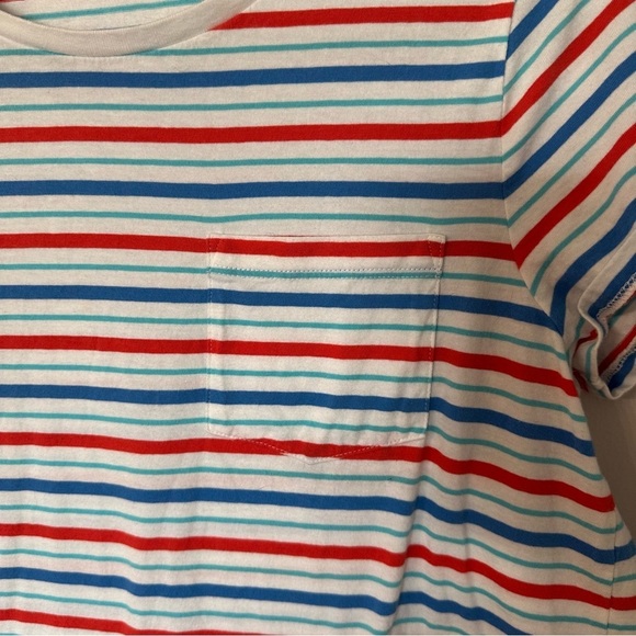 J. Crew Women’s Short Sleeve Crewneck Blue White & Red Striped Dress Sz M GUC - Picture 5 of 7